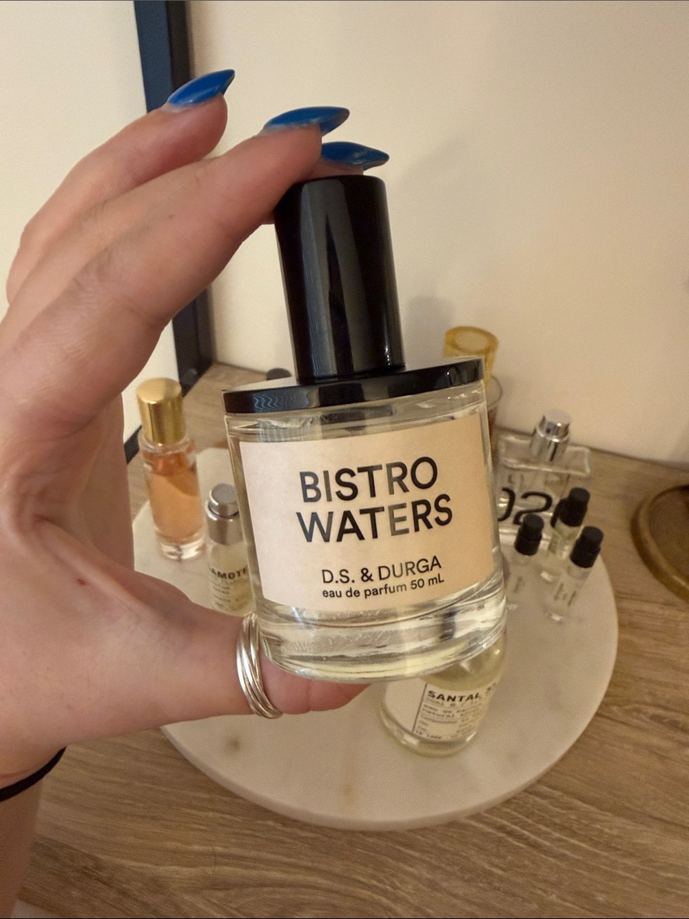 D.S. & Durga Bistro Waters Perfume Bottle — Black Cap, Cream Label
